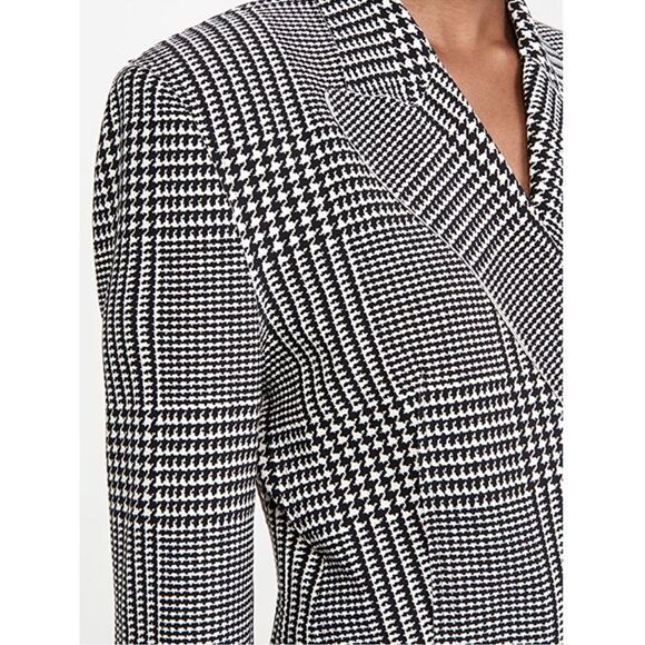 Norma Kamali Black/White Ponte Plaid Houndstooth Blazer Size S - Picture 3 of 16
